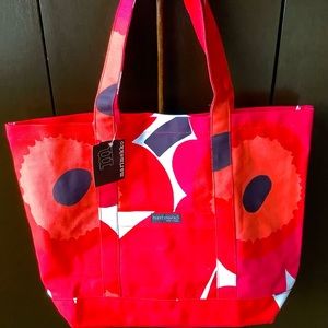 Marimekko Red Pink Poppy Pieni Unikko XLG Beach/ Shopper tote